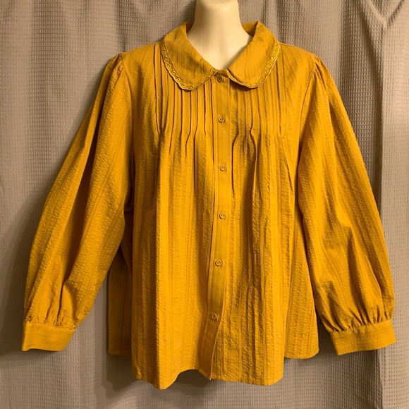 NWT LC Lauren Conrad Gold Blouse Puffy 3/4 Sleeves Women's XL - Picture 2 of 16